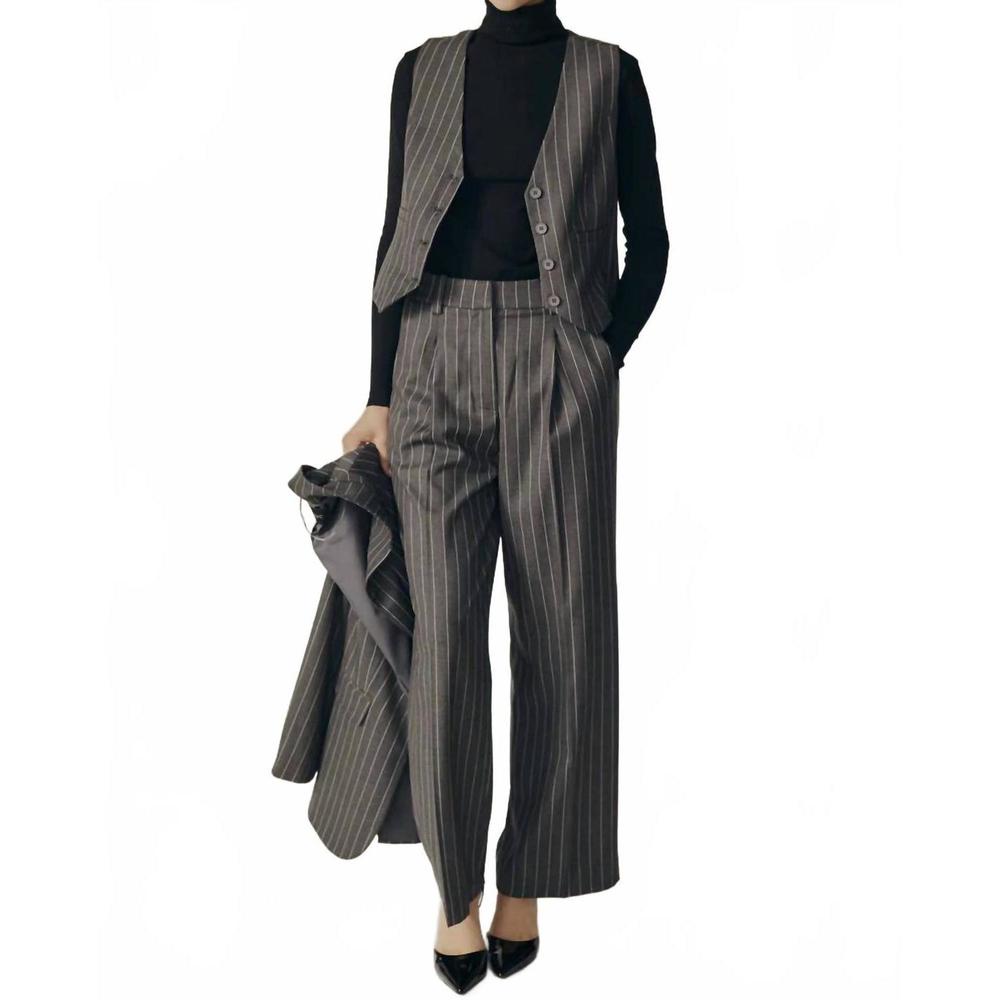 NEW DELUC galium straight leg pants in grey melange